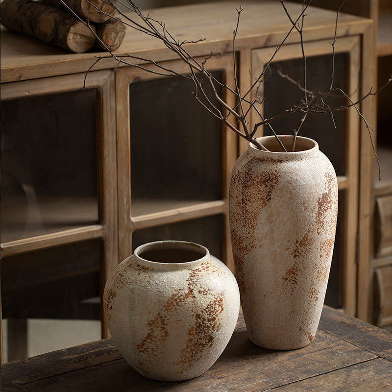 Wabi-Sabi Textured Ceramic Vase - Handmade Rustic Farmhouse Home Decor (Multiple Sizes)