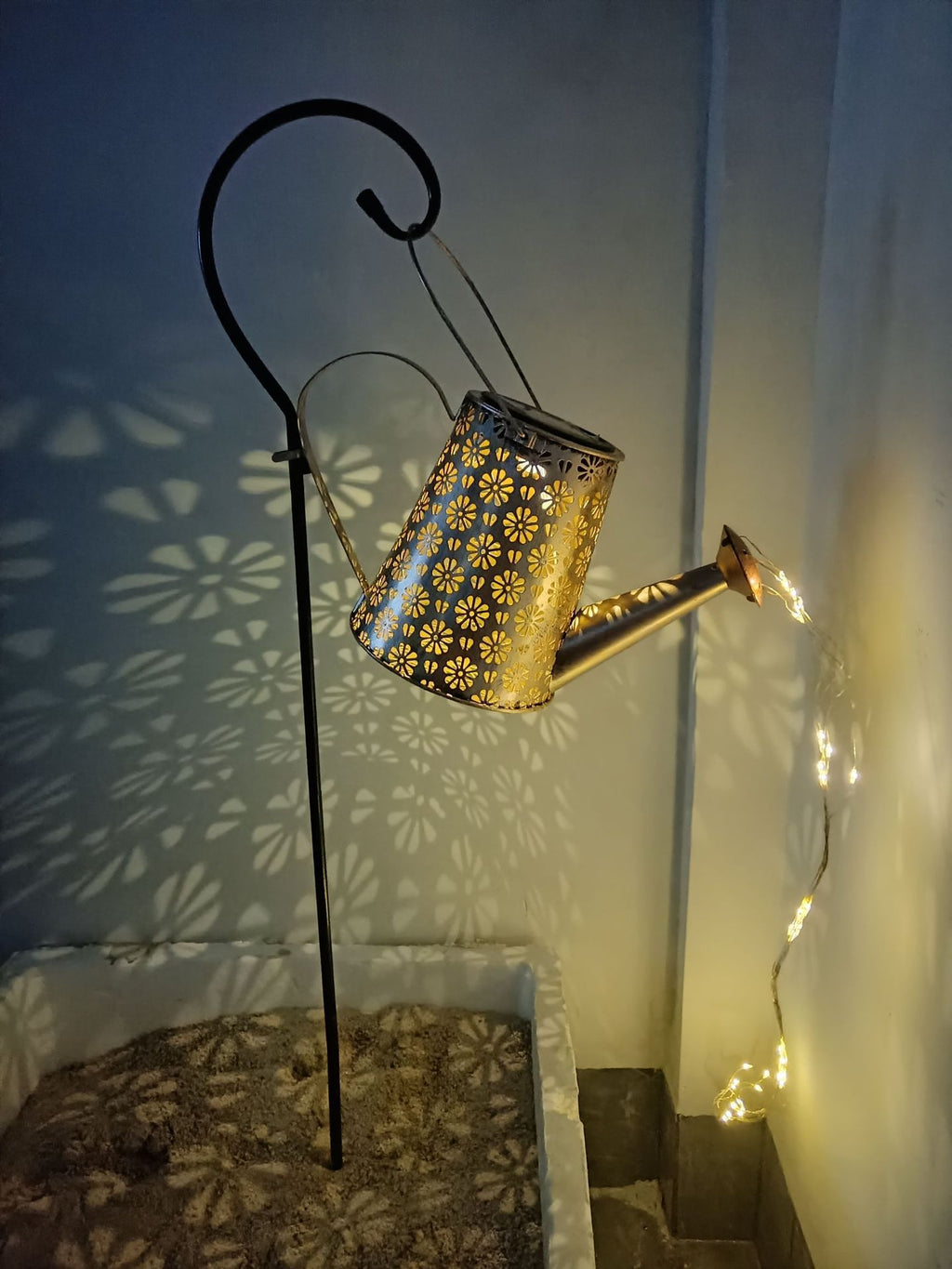 Sun Lake Solar Iron Teapot Outdoor Garden Decorative Fairy Light