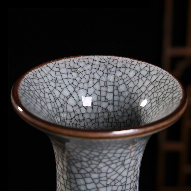 Crackle Glaze Porcelain Vase Collection - Handcrafted Ceramic Decor in Multiple Silhouettes
