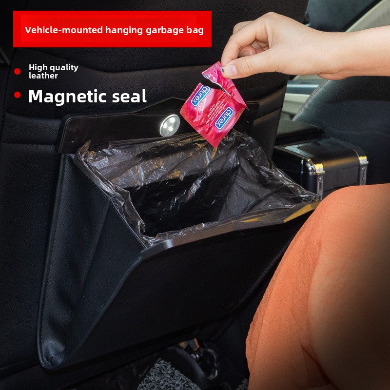 Sun Lake Leather Car Storage Bag Sleek Mounted Fabric Design