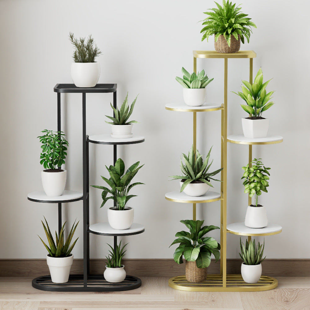 Sun Lake Supply 5-Tier Iron Plant Stand Modern Multi-Level Flower Stand for Indoor & Outdoor Plants