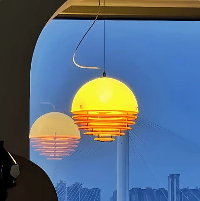 Retro Bauhaus Sunset Orange LED Chandelier