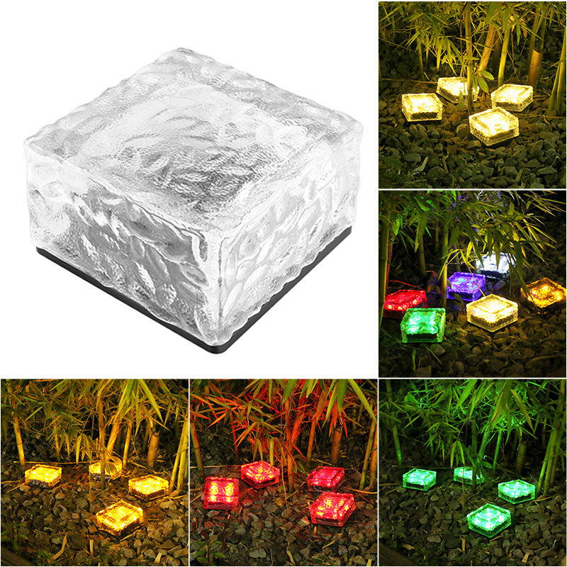 Solar-Powered Outdoor Ice Brick Lamp