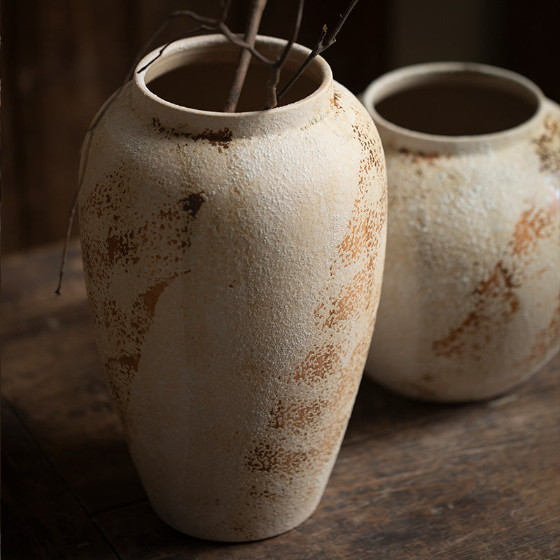 Wabi-Sabi Textured Ceramic Vase - Handmade Rustic Farmhouse Home Decor (Multiple Sizes)