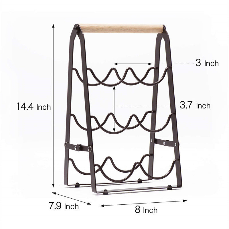Modern Folding Wine Rack For Kitchen/Bar Sleek Iron Wood Minimalist Design