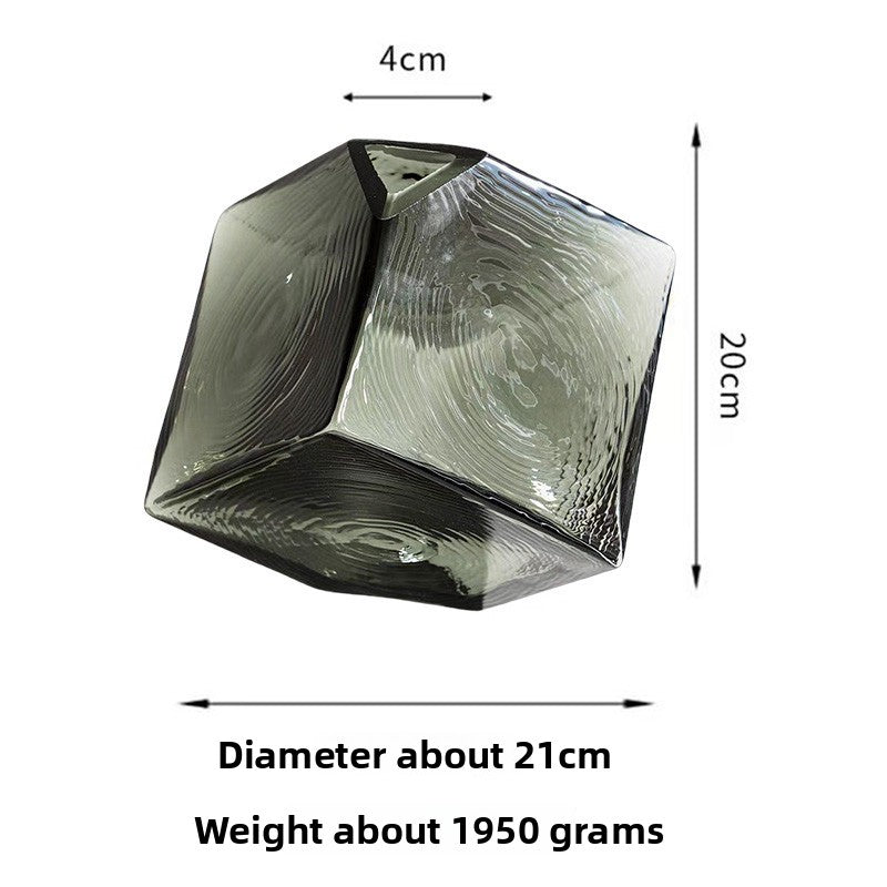 Sun Lake Supply Minimalist Geometric Glass Flower Vase - Sculptural Modern Home Accent