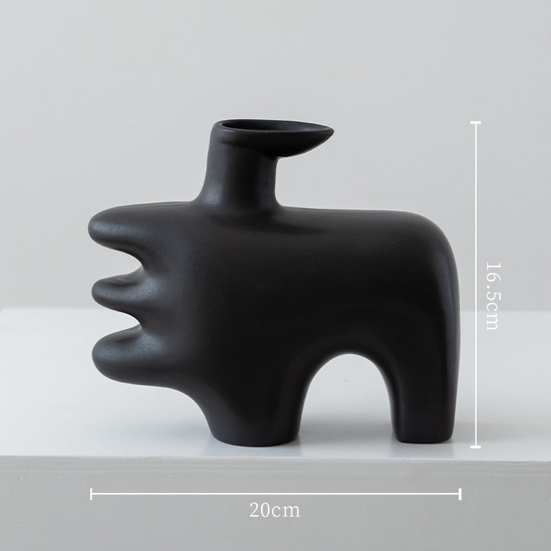 Abstract Sculptural Ceramic Vase – Modern Statement Decor in Obsidian Black or Ivory White