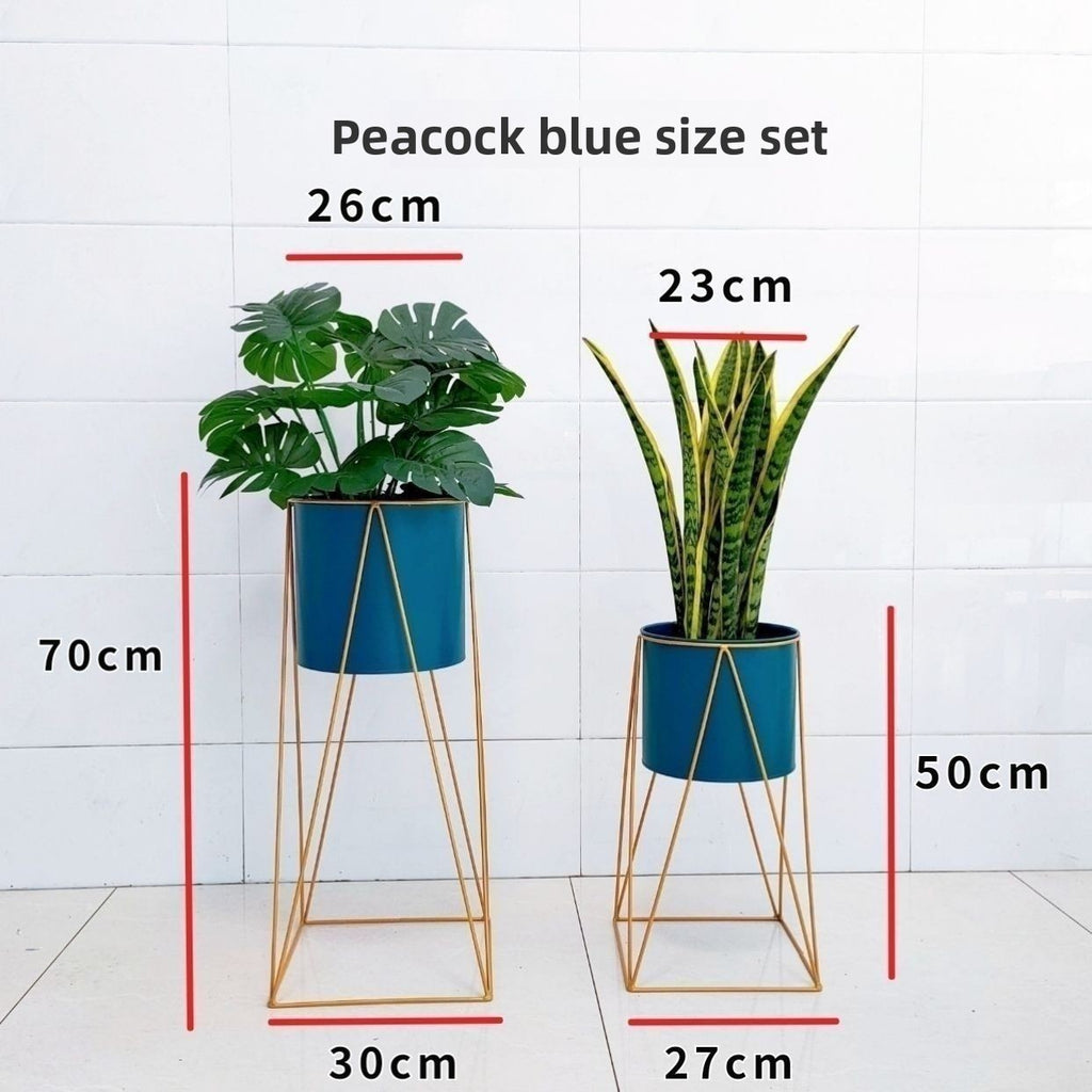 Sun Lake Supply Matching Gold Metal Plant Stand Set ? Sculptural Elevated Planters (2 Sizes)