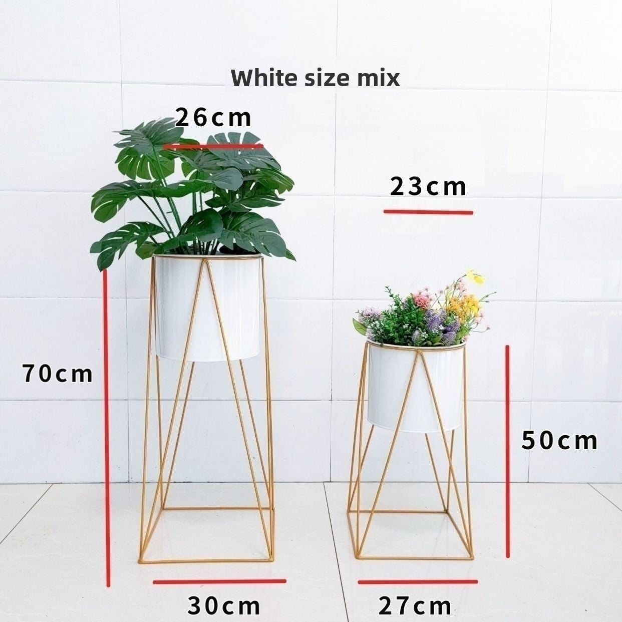 Sun Lake Supply Matching Gold Metal Plant Stand Set ? Sculptural Elevated Planters (2 Sizes)