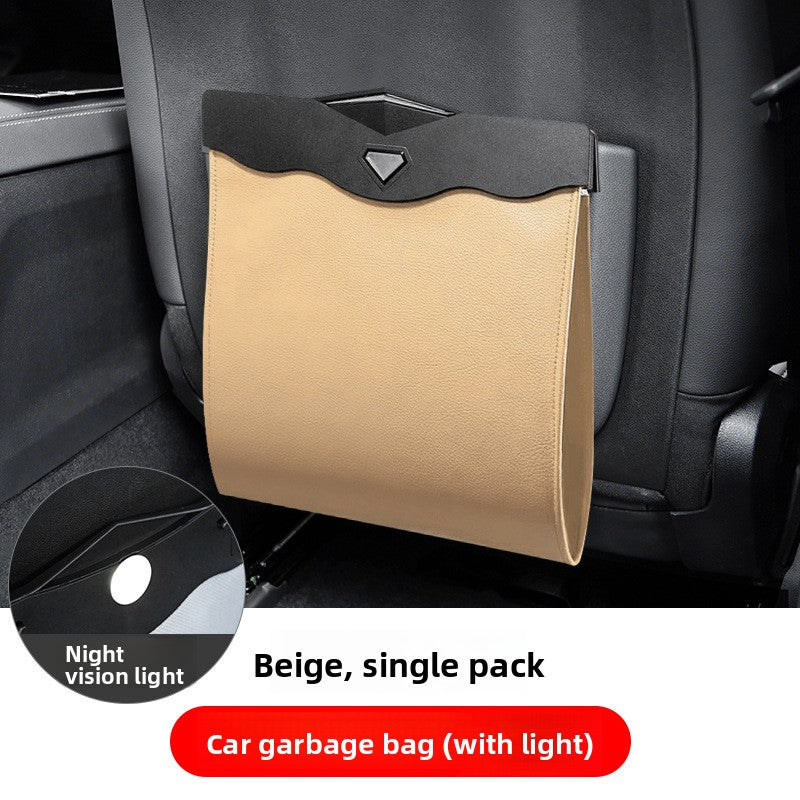 Sun Lake Leather Car Storage Bag Sleek Mounted Fabric Design