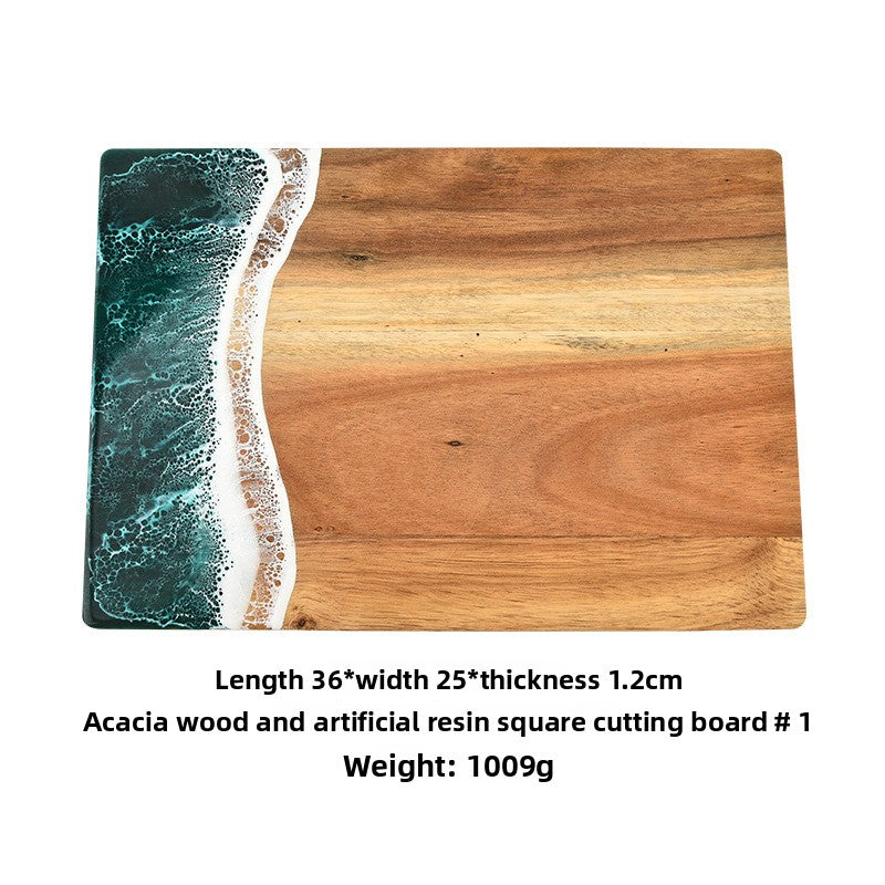 Sun Lake Supply Coastal Resin Charcuterie & Cutting Board Ocean Wave Wood Serving Board