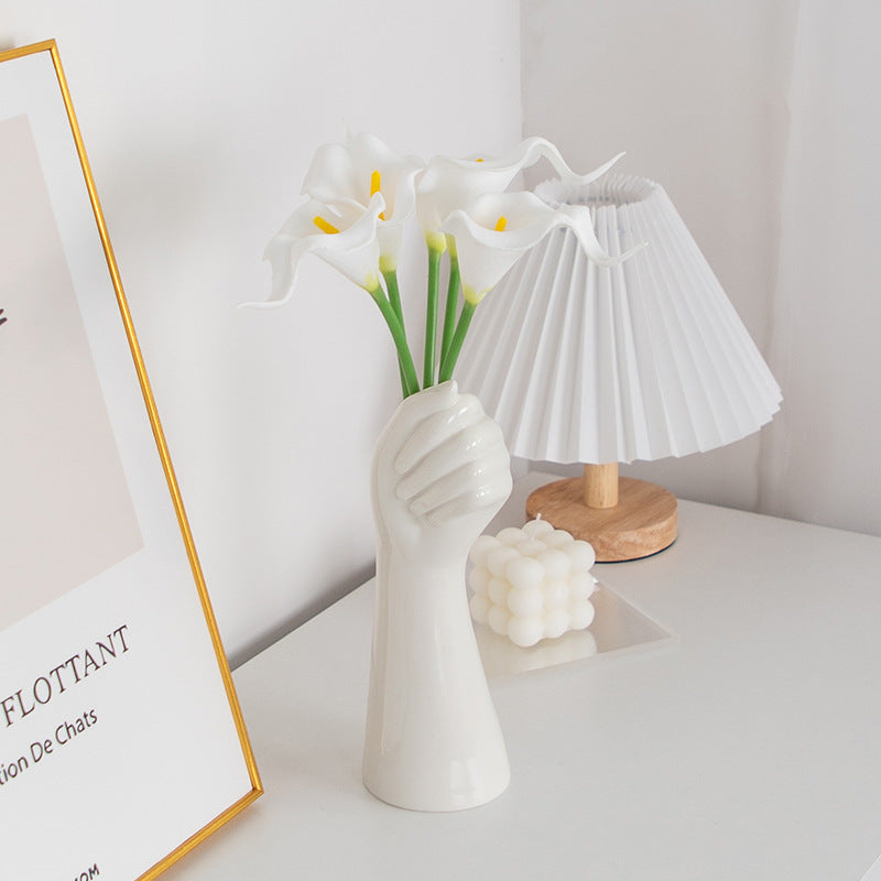 Sun Lake Supply Ceramic Hand Vase Sculpture Modern Flower Vase for Minimalist & Artistic Home Decor