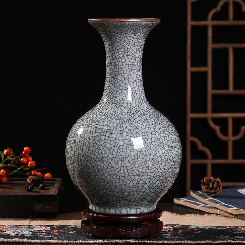 Crackle Glaze Porcelain Vase Collection - Handcrafted Ceramic Decor in Multiple Silhouettes