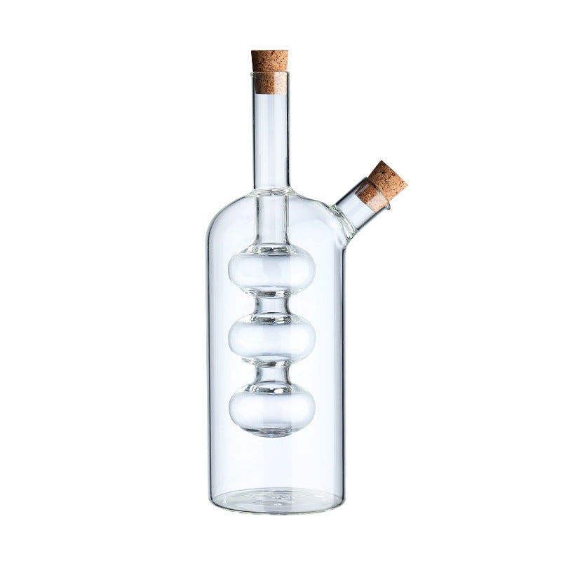 Sun Lake Supply Dual Chamber Glass Cruet ? Modern Oil & Vinegar Pour Bottle for Elevated Cooking