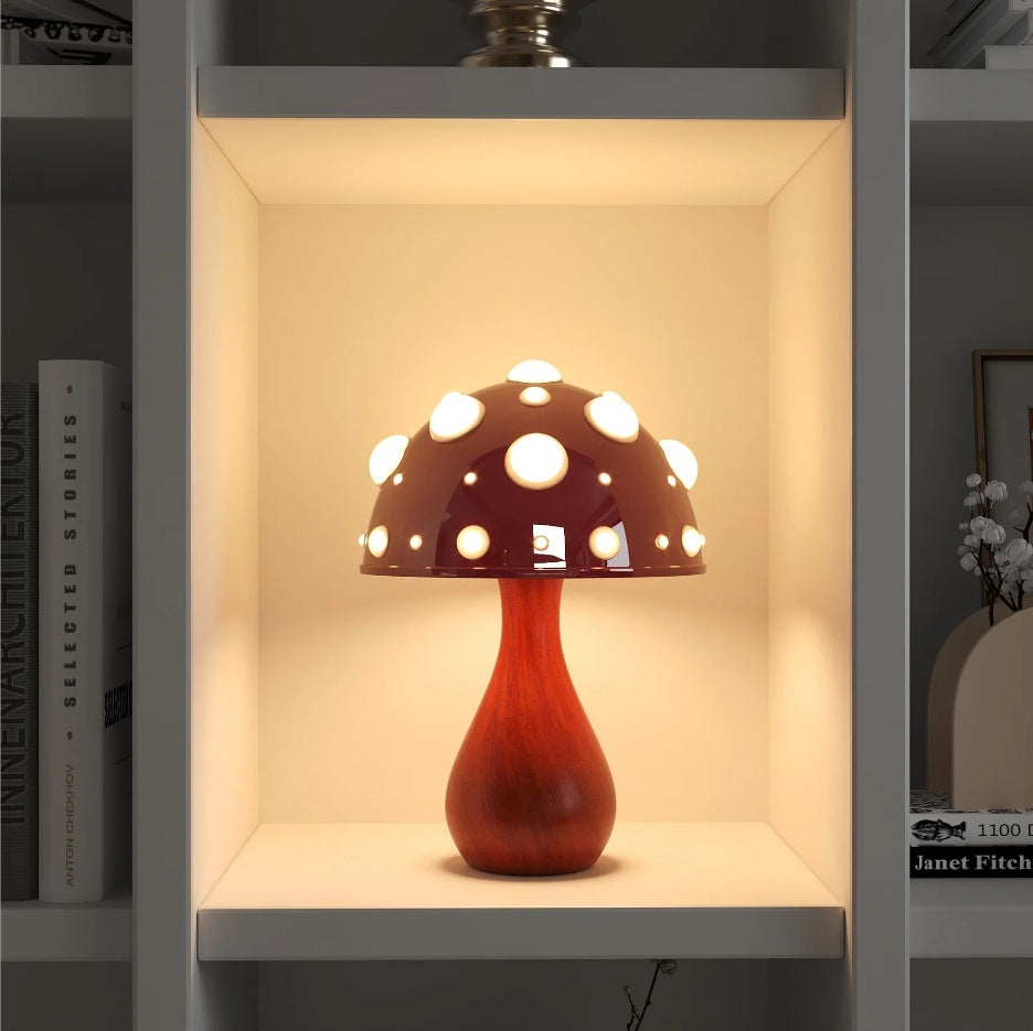 Mushroom decorated ambient desk lamp