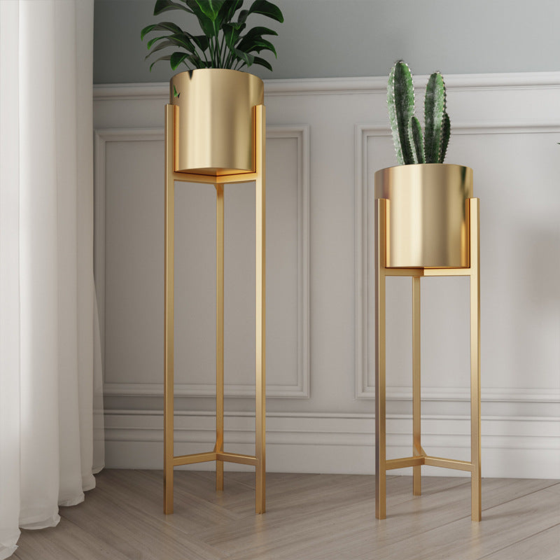 Sun Lake Supply 70cm Tall Metal Plant Stand Modern Gold Flower Pot with Elevated Planter Design