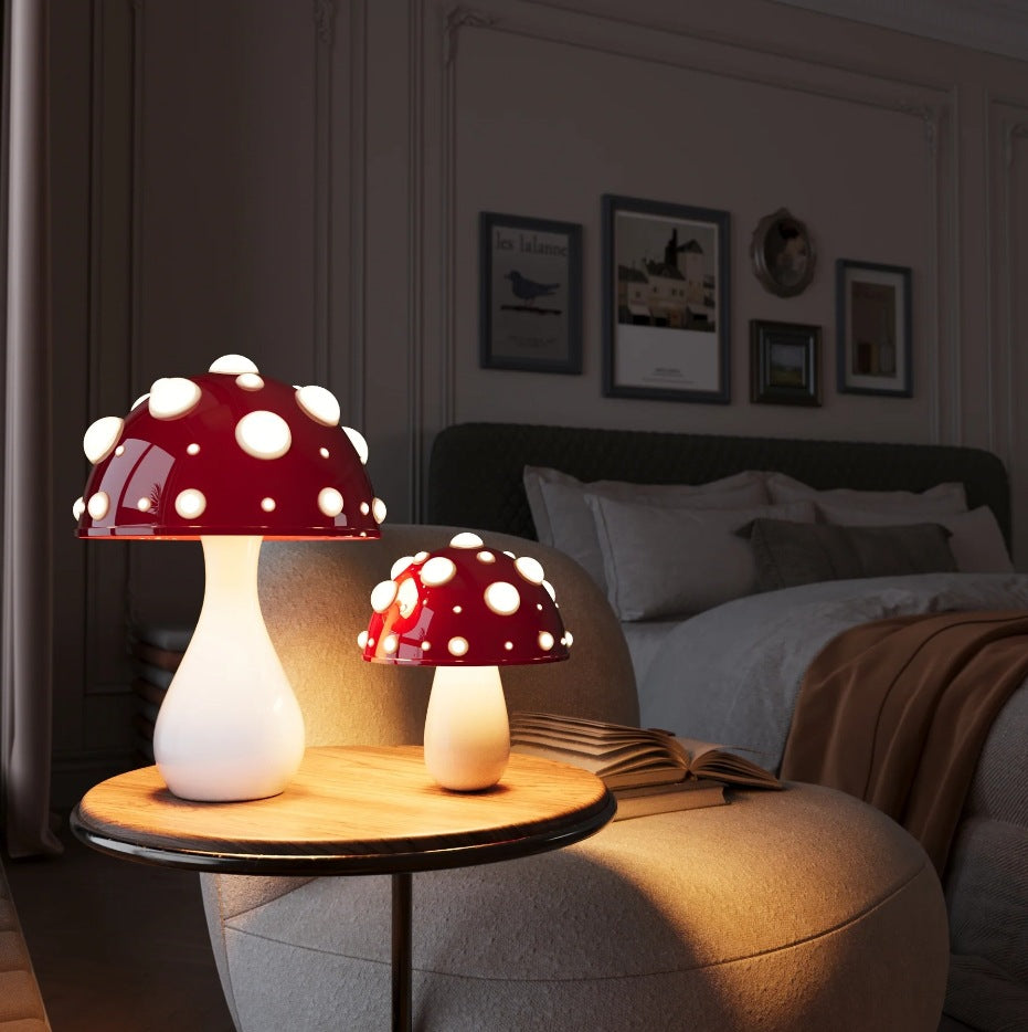 Mushroom decorated ambient desk lamp