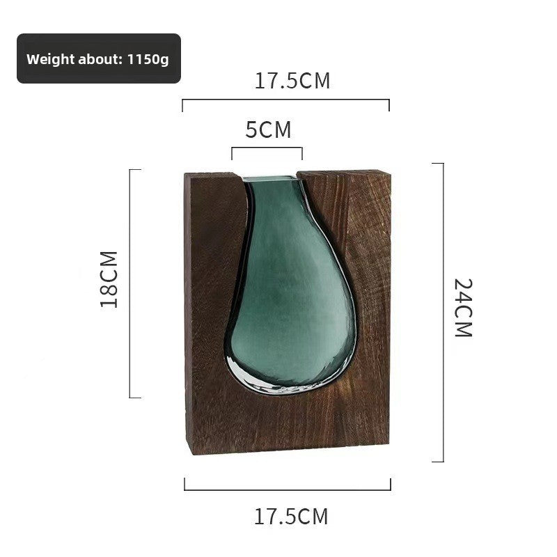 Sun Lake Supply Wood & Glass Wall Vase ? Modern Decorative Flower Vase in Two Sizes