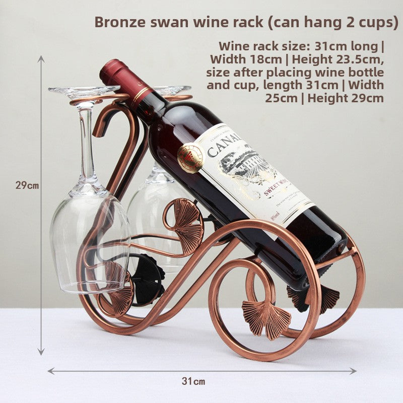 Sun Lake Supply Swan Wine Bottle Holder Wine Glass Storage Home Decor