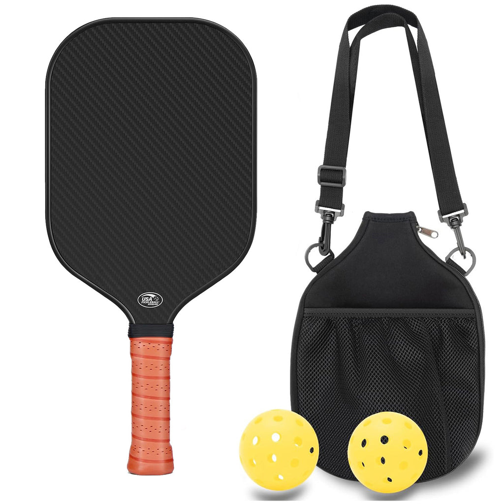 T700 Carbon Fiber Pickleball Paddle Set (16mm) | USAPA Approved + Travel Bag & 2 Balls (Inferno Black)