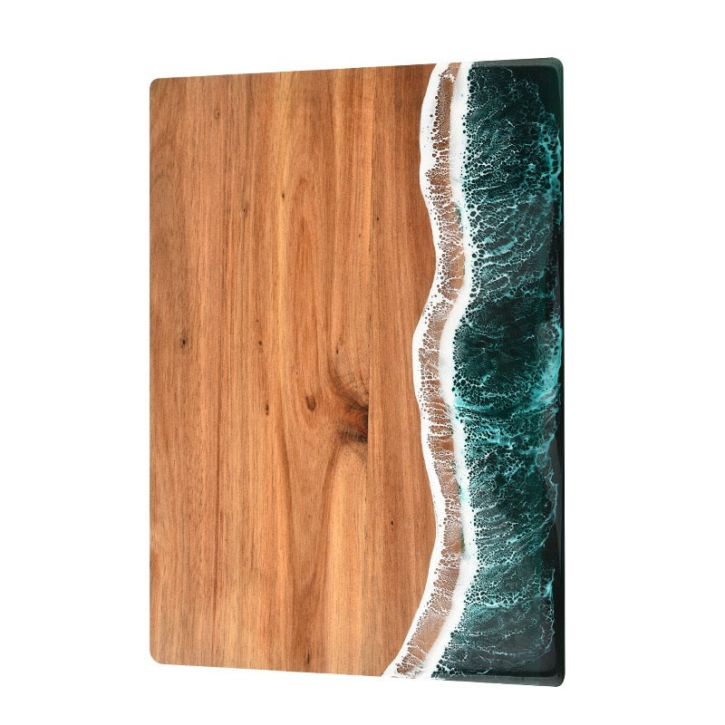 Sun Lake Supply Coastal Resin Charcuterie & Cutting Board Ocean Wave Wood Serving Board