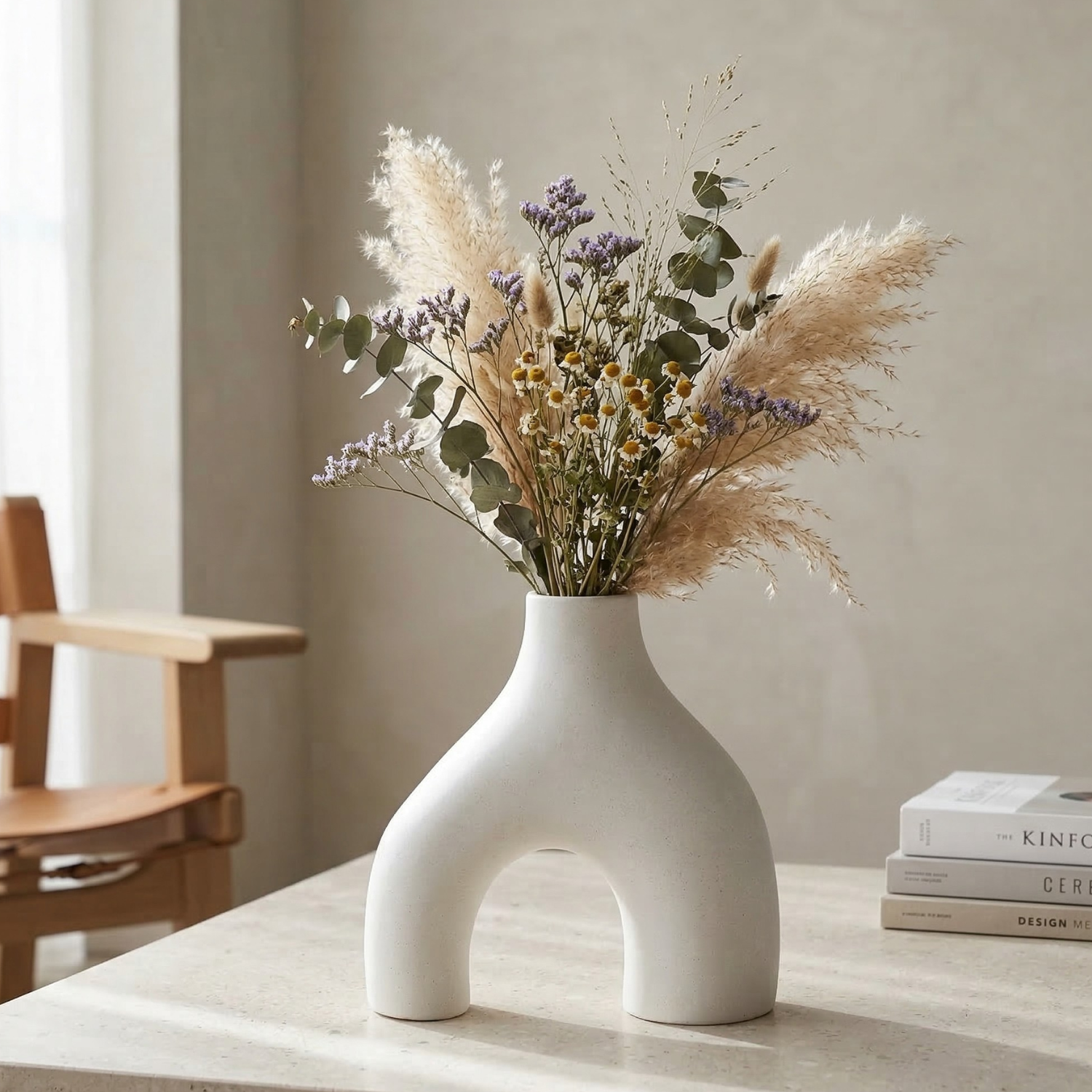 Abstract Arch Ceramic Vase – Modern Sculptural Flower Vase for Minimalist Home Decor (Two Colors)