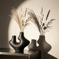 Abstract Dual Neck Sculptural Ceramic Vase – Modern Minimalist Decor (Obsidian Black or Ivory White)