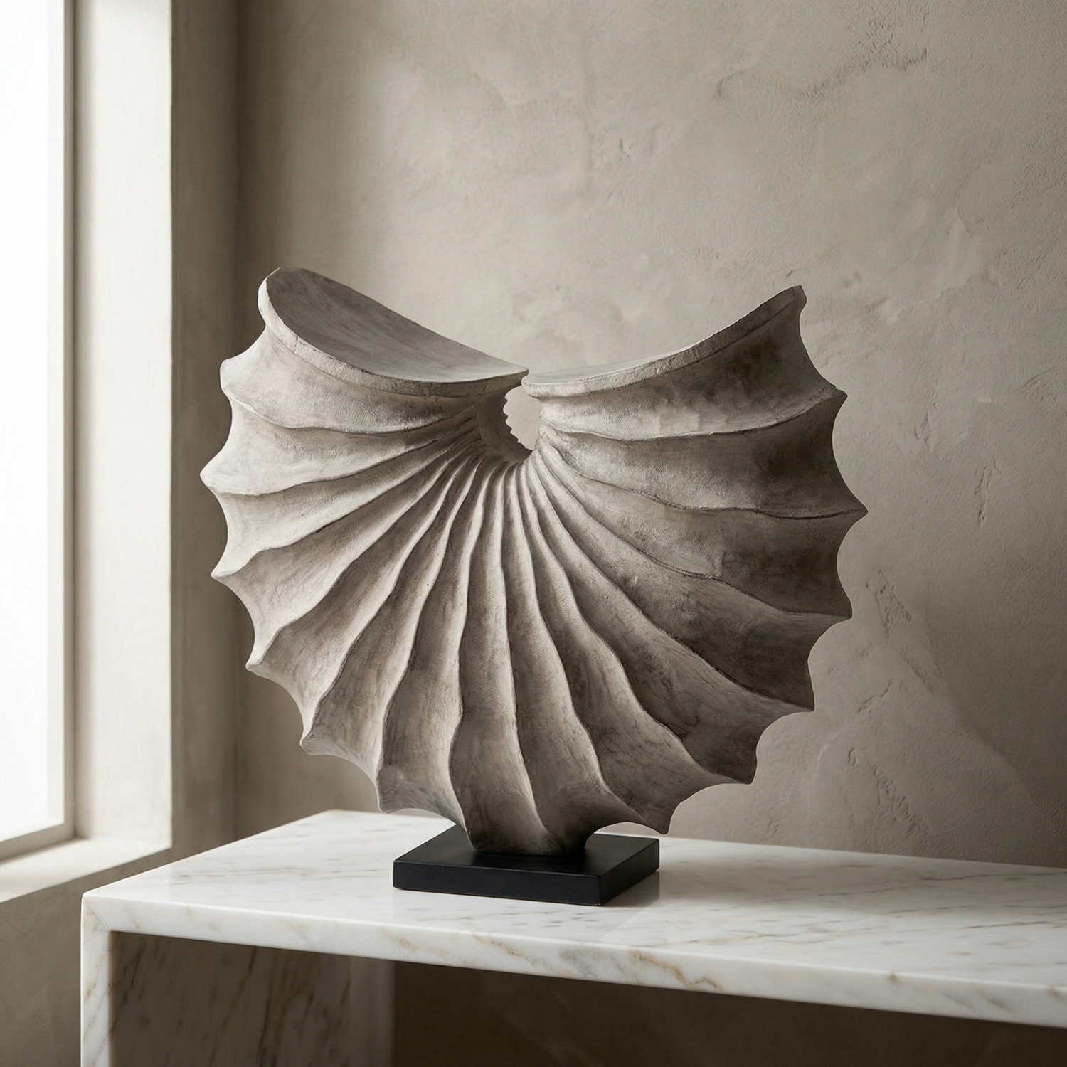 Abstract Conch Shell Resin Sculpture | Wabi-Sabi Chinoiserie Decorative Ornament | Table Art Decor