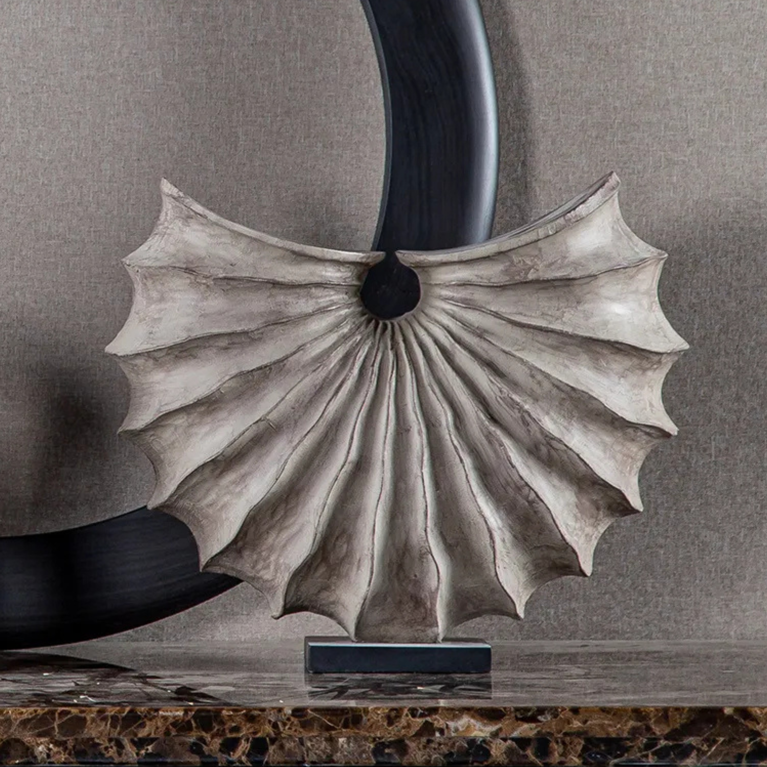 Abstract Conch Shell Resin Sculpture | Wabi-Sabi Chinoiserie Decorative Ornament | Table Art Decor