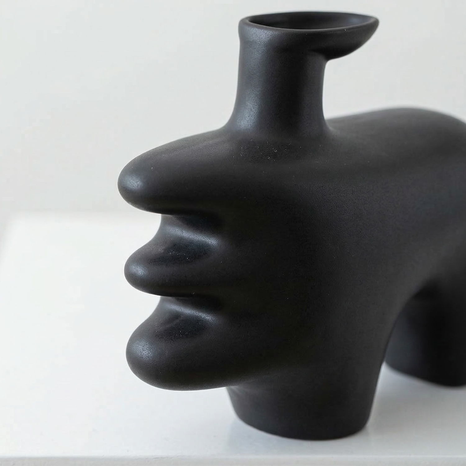 Abstract Sculptural Ceramic Vase – Modern Statement Decor in Obsidian Black or Bone White