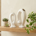 Abstract Cat Ceramic Vase Set (2-Piece) – Modern Sculptural Decor in Ivory White or Obsidian Black