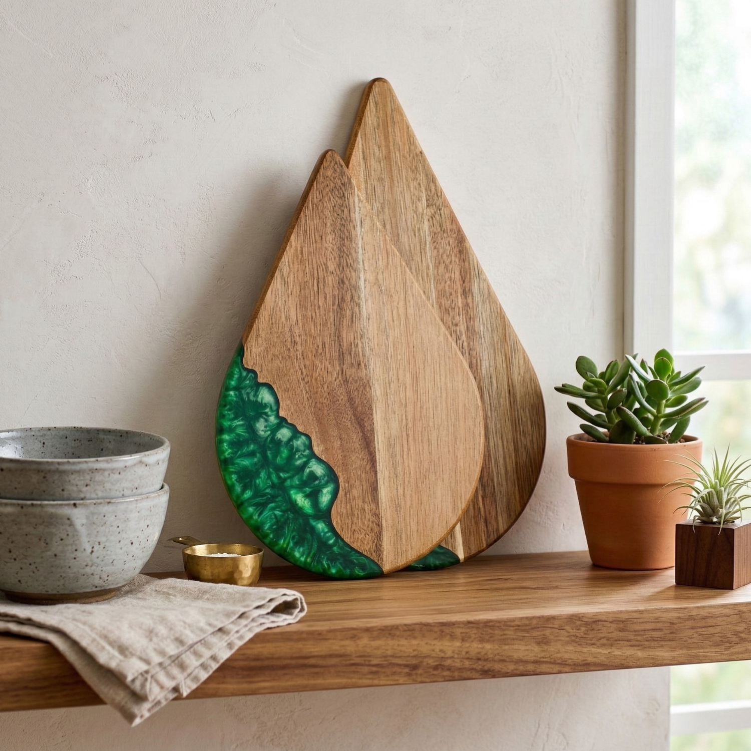 Acacia Wood & Resin Cutting Board – Pine Nut Shape Decorative Kitchen Chopping Board