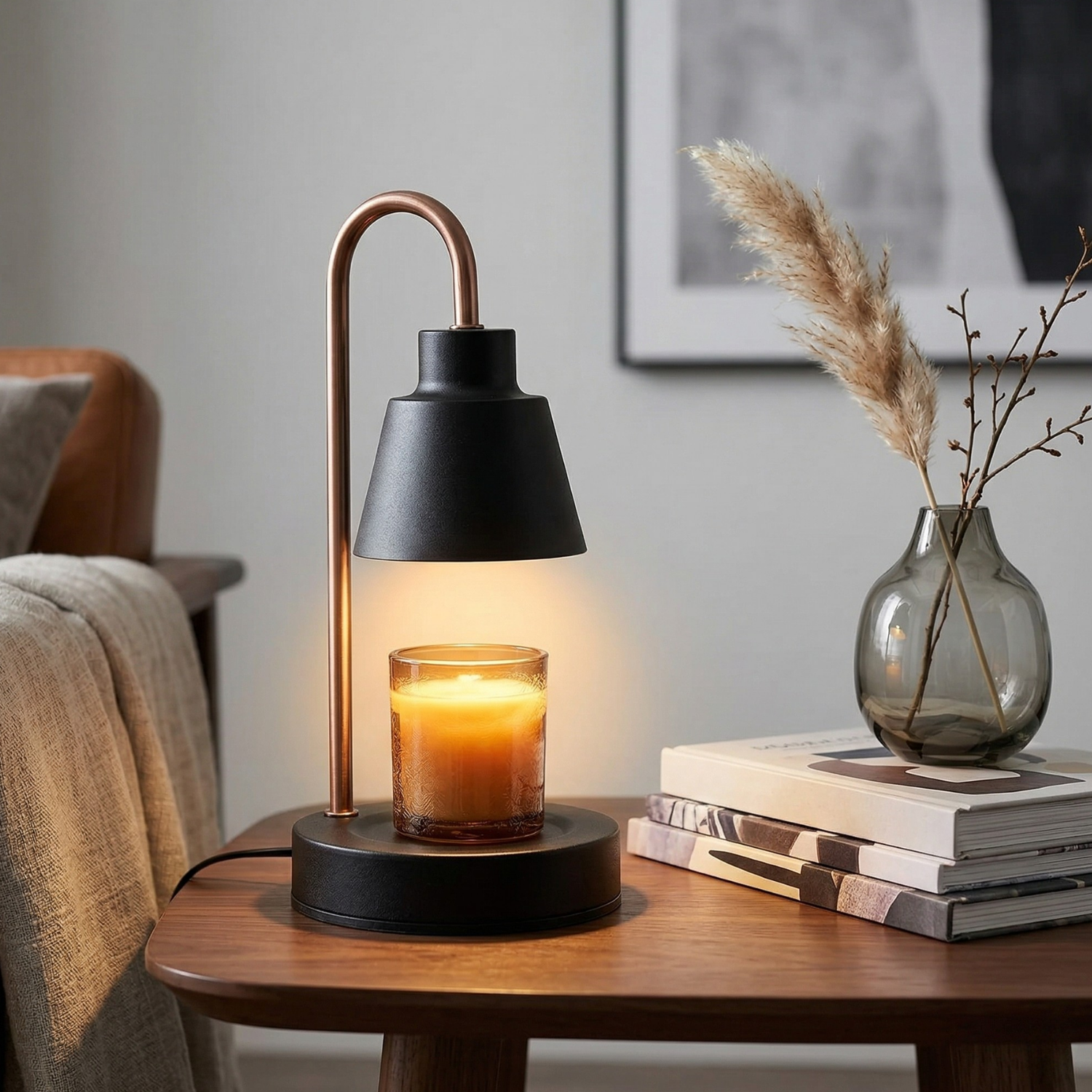 Adjustable Timer Candle Warmer Lamp Wax Melt Lamp with Dimmer Nordic Metal Candle Lamp Aromatherapy Night Light Candle Heater for Bedroom Desk Home Decor