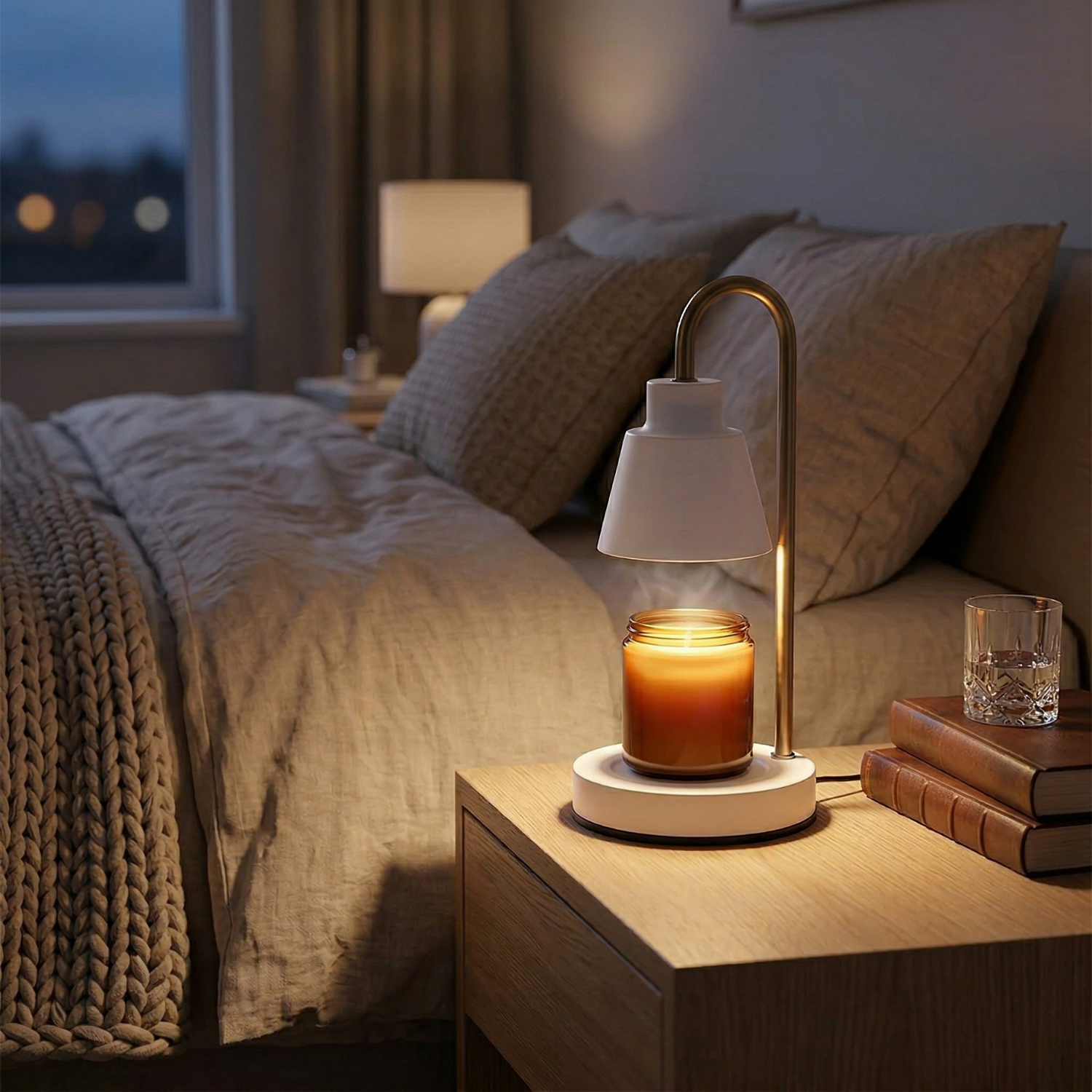 Adjustable Timer Candle Warmer Lamp Wax Melt Lamp with Dimmer Nordic Metal Candle Lamp Aromatherapy Night Light Candle Heater for Bedroom Desk Home Decor