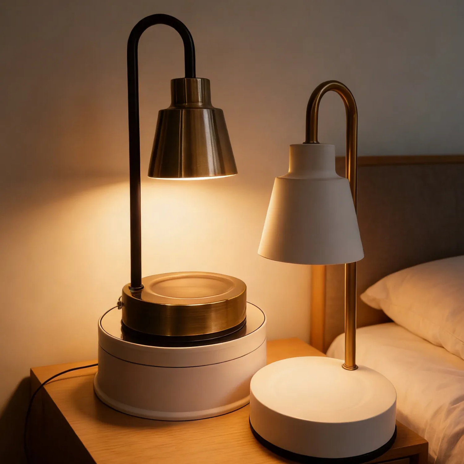 Adjustable Timer Candle Warmer Lamp Wax Melt Lamp with Dimmer Nordic Metal Candle Lamp Aromatherapy Night Light Candle Heater for Bedroom Desk Home Decor