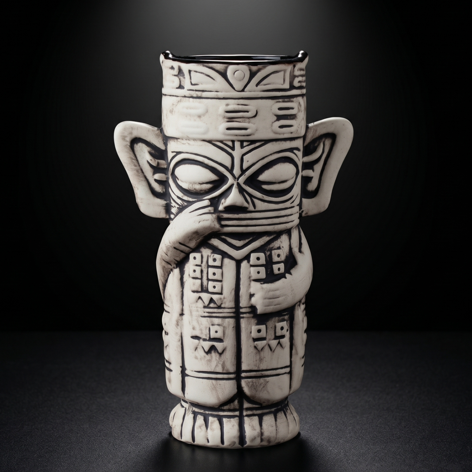 Ancient Shaman Tiki Mug - 500ml Ceramic Tribal Cocktail Cup, Mystic Bar Glass for Home Tiki Bar