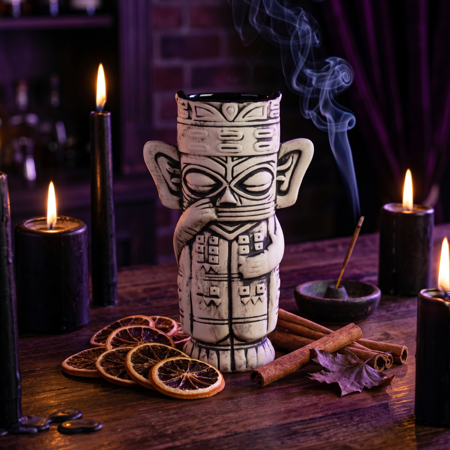 Ancient Shaman Tiki Mug - 500ml Ceramic Tribal Cocktail Cup, Mystic Bar Glass for Home Tiki Bar