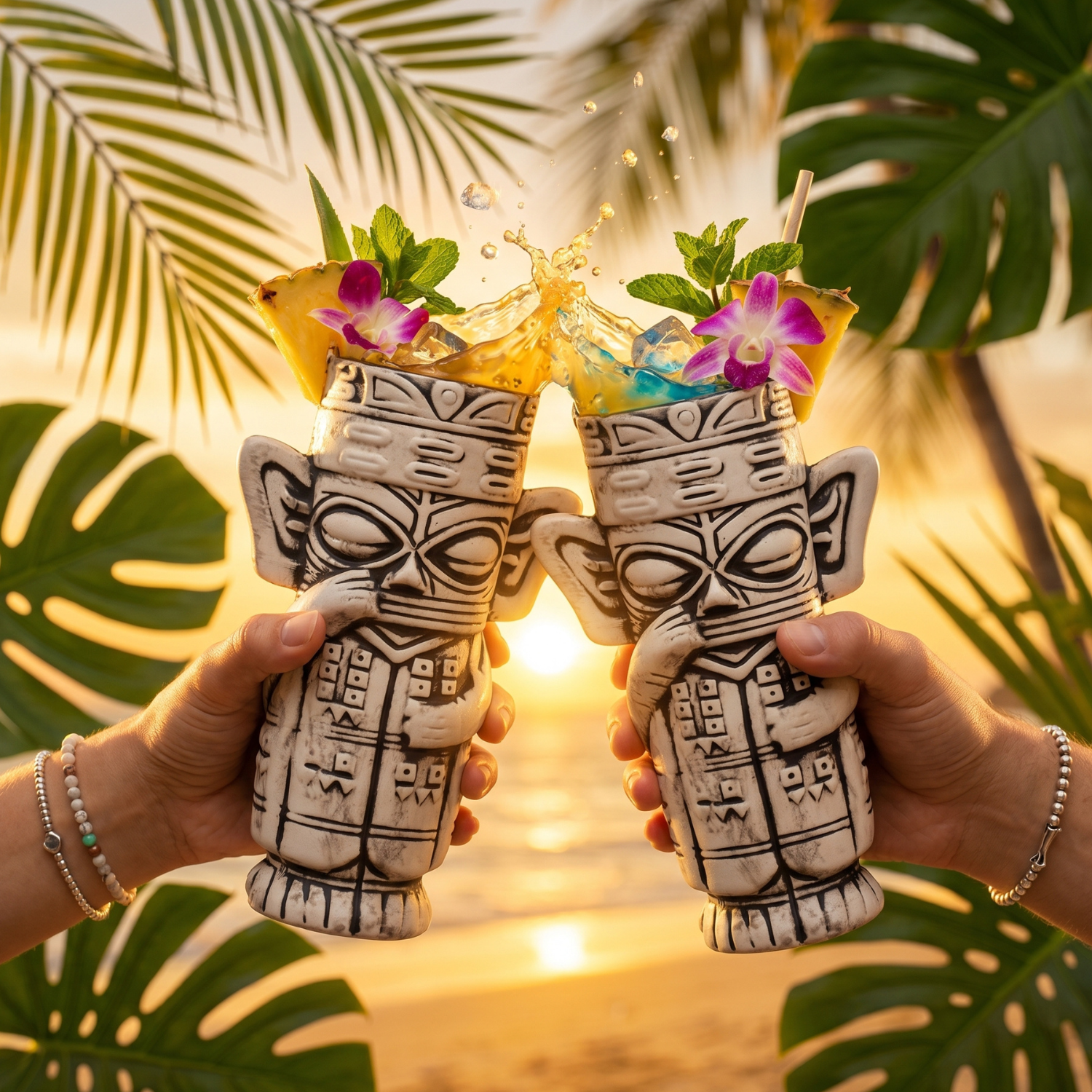Ancient Shaman Tiki Mug - 500ml Ceramic Tribal Cocktail Cup, Mystic Bar Glass for Home Tiki Bar