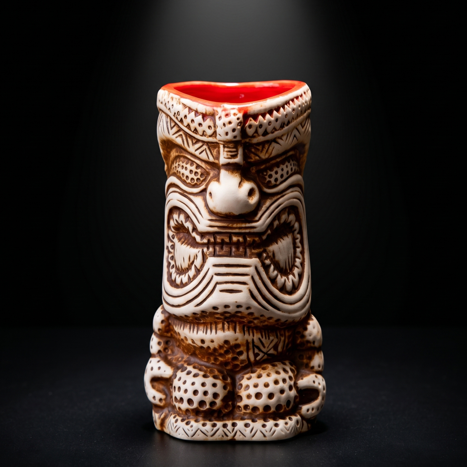 Aztec Tiki Mug - 350ml Ceramic Tribal Cocktail Cup, Hand-Carved Bar Glass For Tiki Bar, Unique Glassware Home Bar