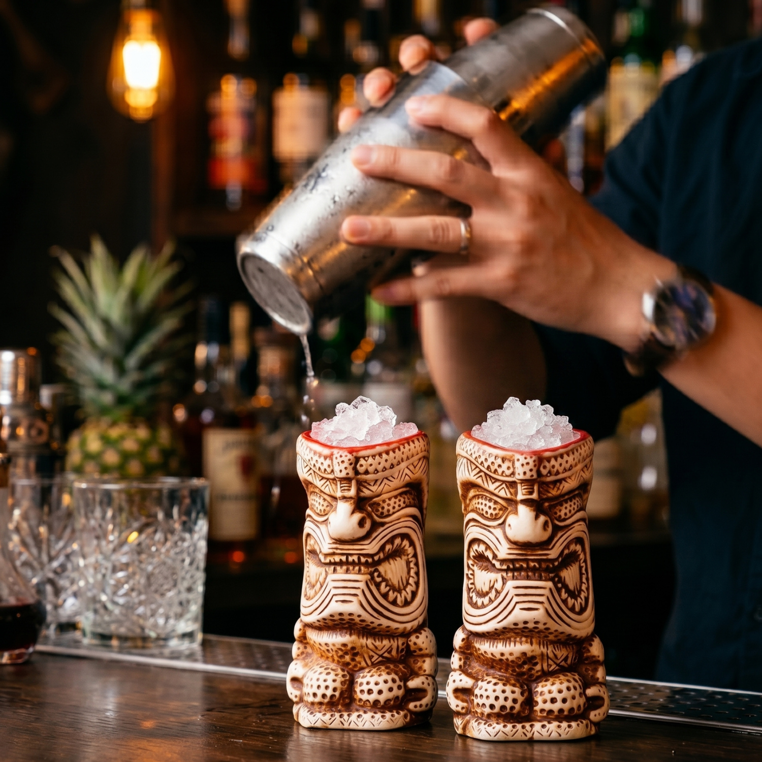 Aztec Tiki Mug - 350ml Ceramic Tribal Cocktail Cup, Hand-Carved Bar Glass For Tiki Bar, Unique Glassware Home Bar
