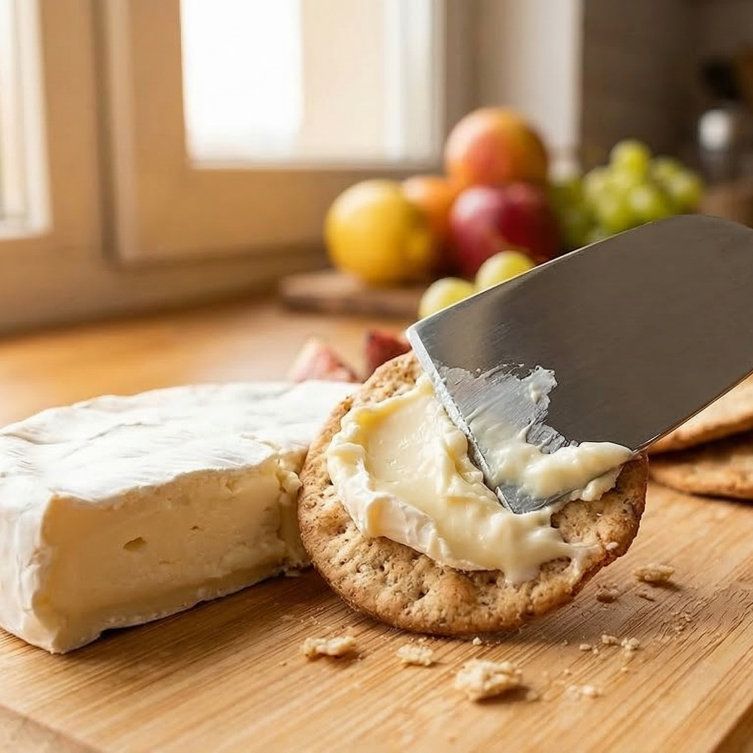 Bamboo Charcuterie Board Set with 4 Cheese Knives – 13.5" Round Cutting Board with Hidden Drawer, Eco-Friendly Cheese Platter for Entertaining