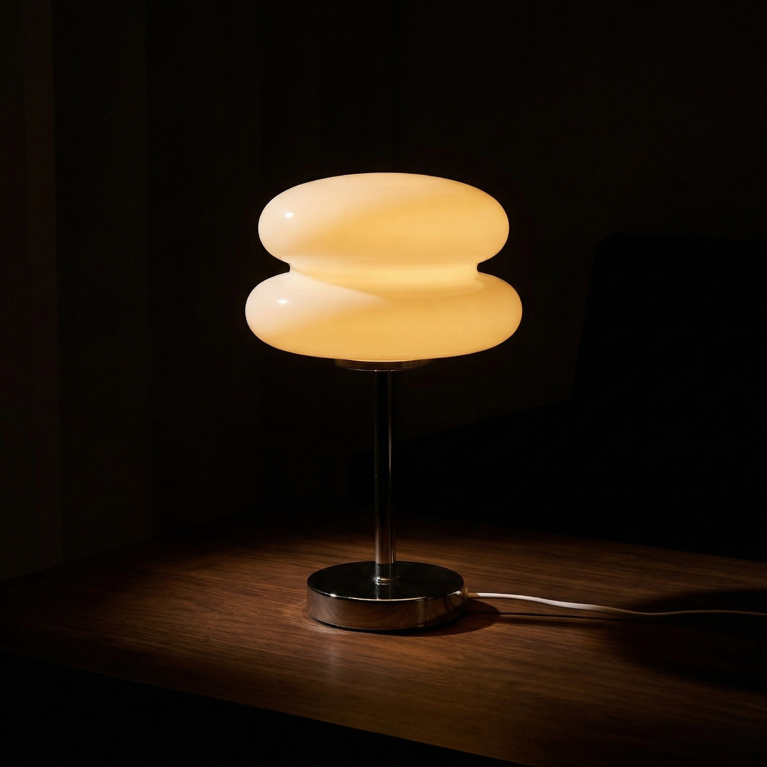 Bauhaus Glass Mushroom Table Lamp – Modern LED Ambient Night Light, USB Rechargeable Dimmable Desk Lamp (White, Pink, Orange)