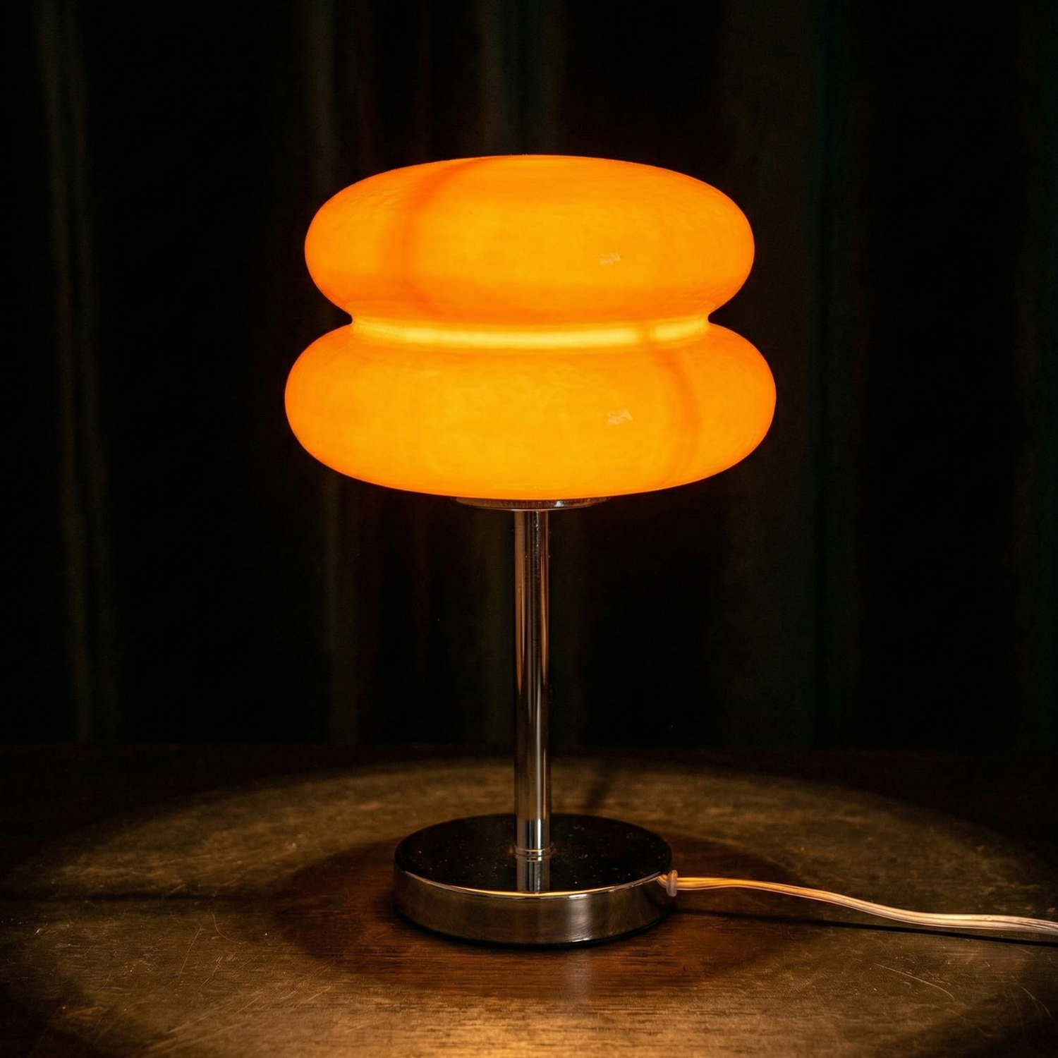 Bauhaus Glass Mushroom Table Lamp – Modern LED Ambient Night Light, USB Rechargeable Dimmable Desk Lamp (White, Pink, Orange)