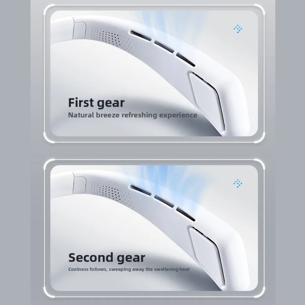 White neck fan on First gear mode, showing speed light and vent panel