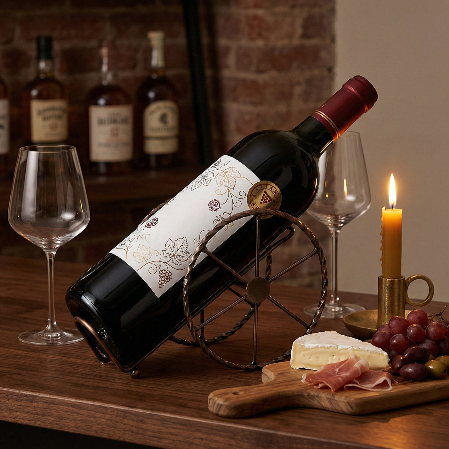 Bronze Iron Wine Rack Holder - Turret Cannon Bottle Stand for Home Bar & Restaurant | Space-Saving Decorative Display