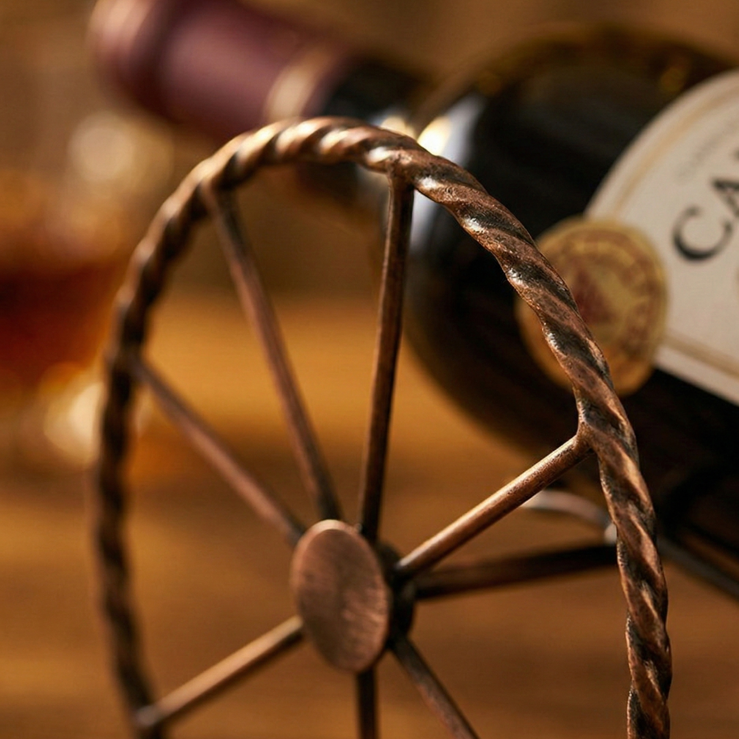 Bronze Iron Wine Rack Holder - Turret Cannon Bottle Stand for Home Bar & Restaurant | Space-Saving Decorative Display