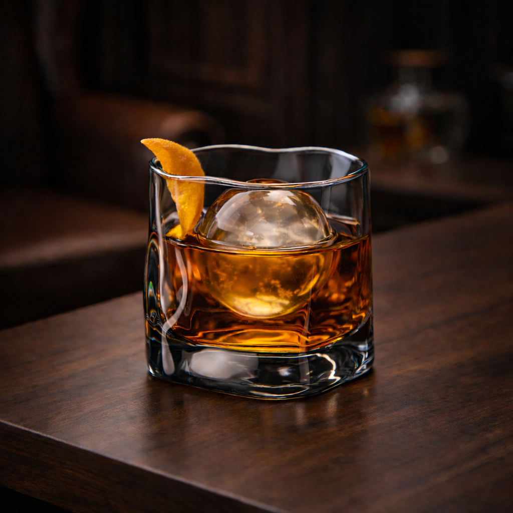 Smoked Ash Crystal Whiskey Glass - Heavy Base Modern Bourbon Rocks Glass