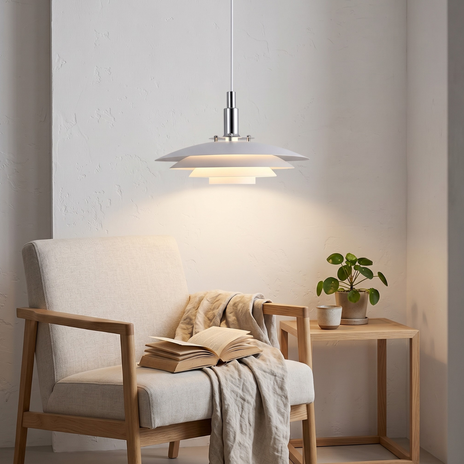 Danish PH5 Style Layered Pendant Light | Modern Minimalist Chandelier | Black or White | Dining Room Kitchen Island Iron Ceiling Light