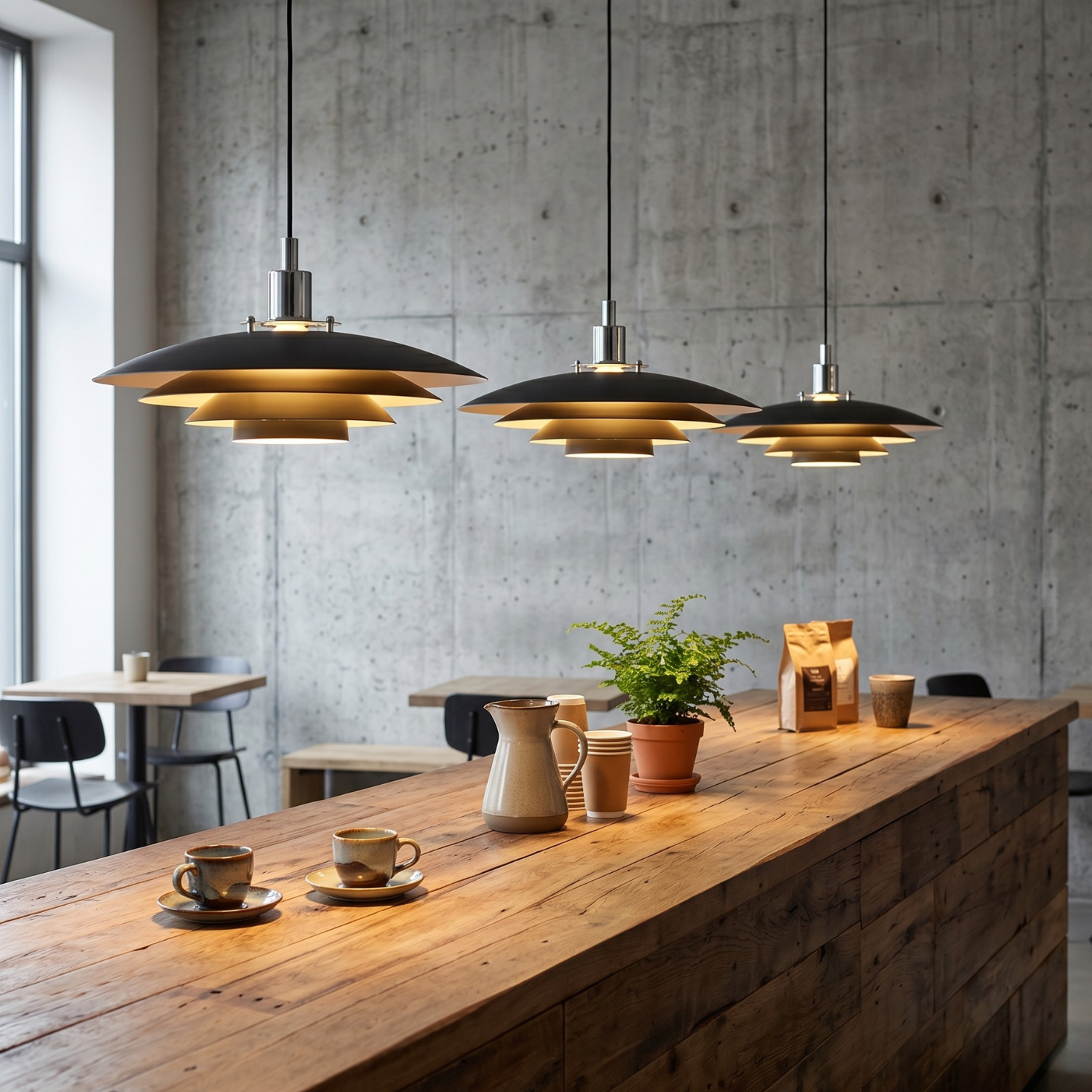 Danish PH5 Style Layered Pendant Light | Modern Minimalist Chandelier | Black or White | Dining Room Kitchen Island Iron Ceiling Light