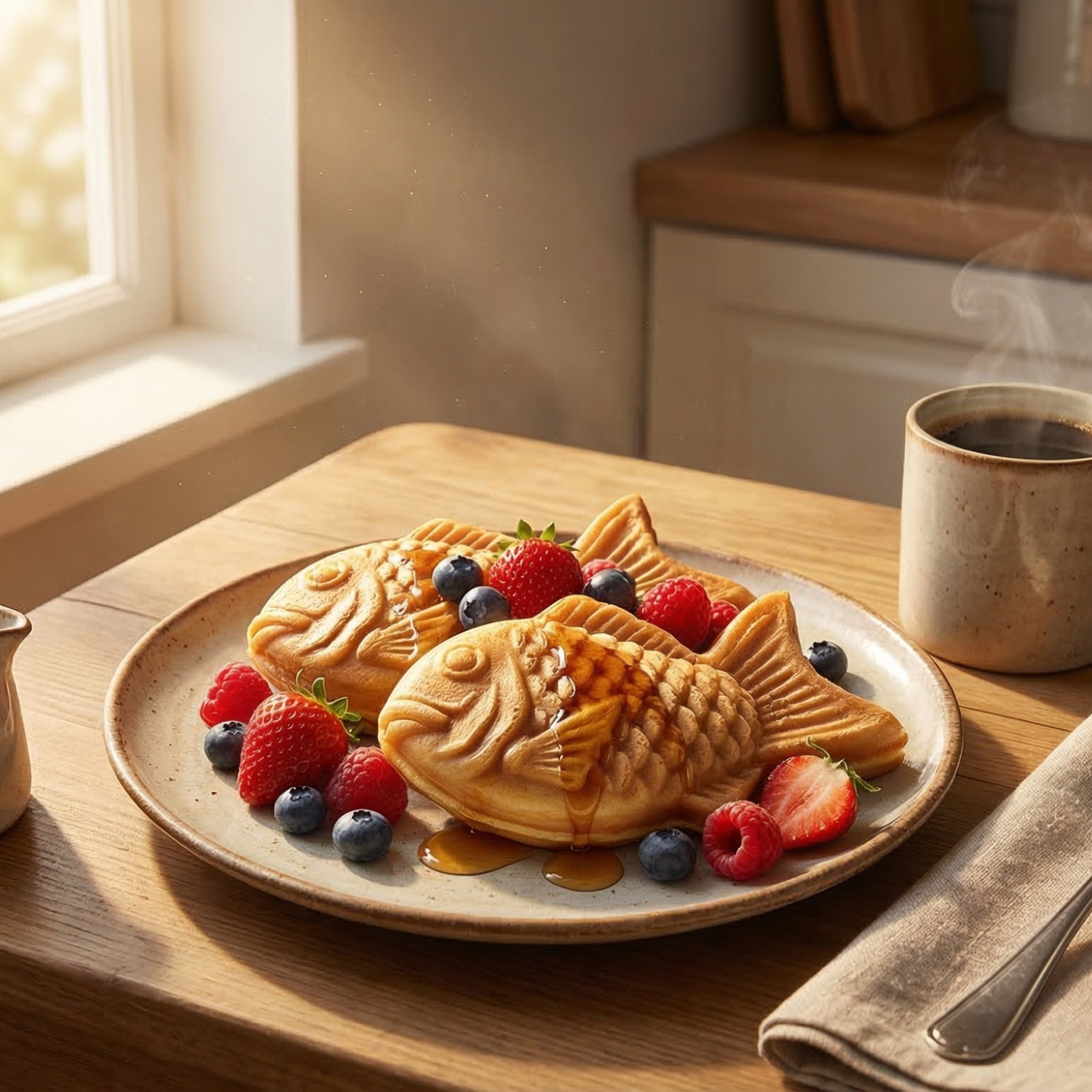 Double-Sided Stuffed Waffle Maker Pan - Nonstick Flip Press for Fish Shaped Filled Pancakes, Desserts & Brunch
